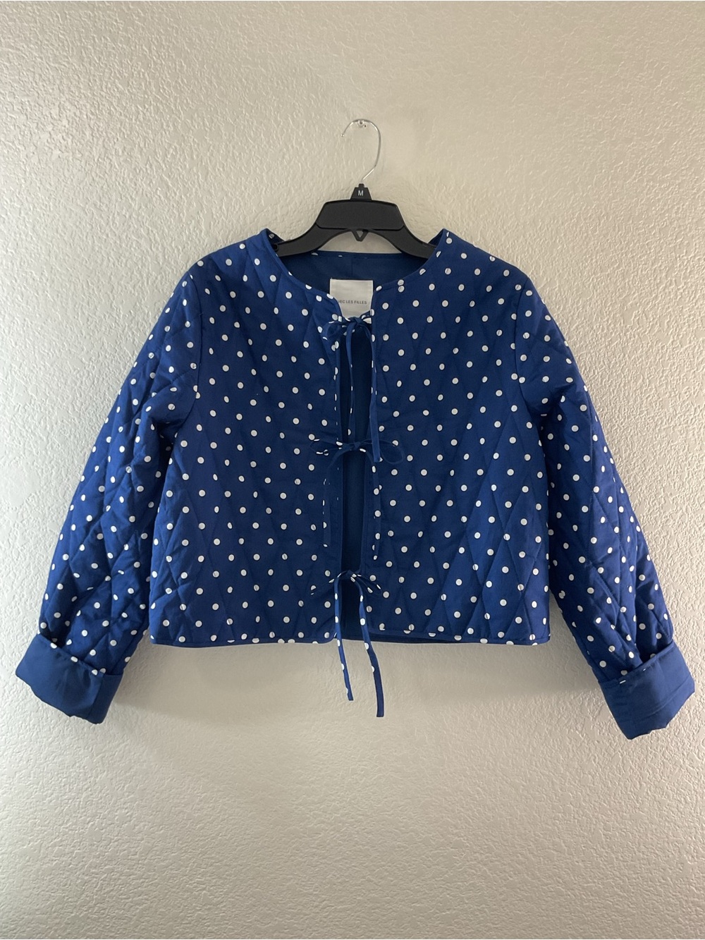 Avec Les Filles Navy Blue Polka Dot Quilted Puffer Jacket